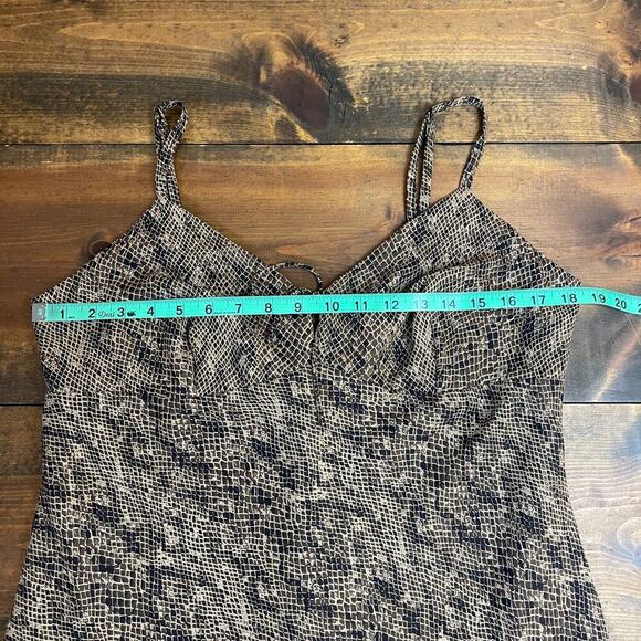 Y2K Vintage NY& Company Snake Print Brown Babydoll Slip Sleeveless Dress Size 14 - Picture 8 of 11